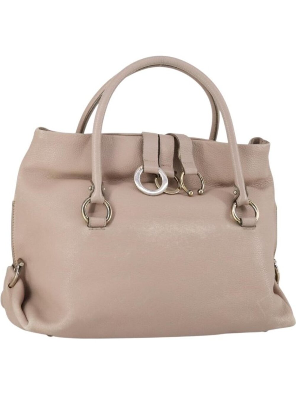 Salvatore Ferragamo Shoulder Bag Leather Beige Gold